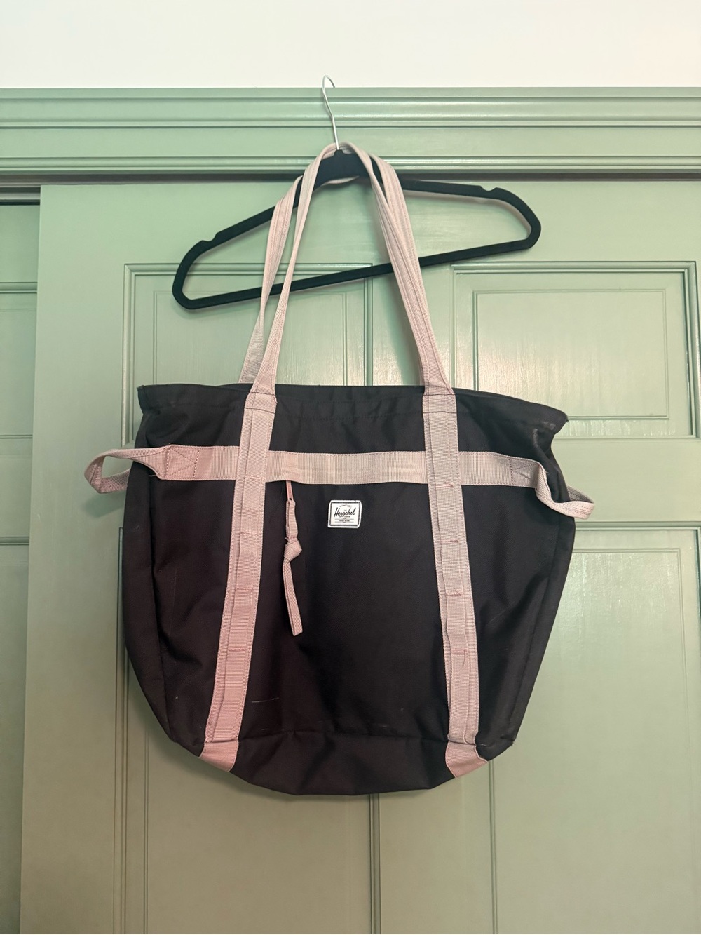 Herschel Supply Company Black Tote with Light Pink Straps